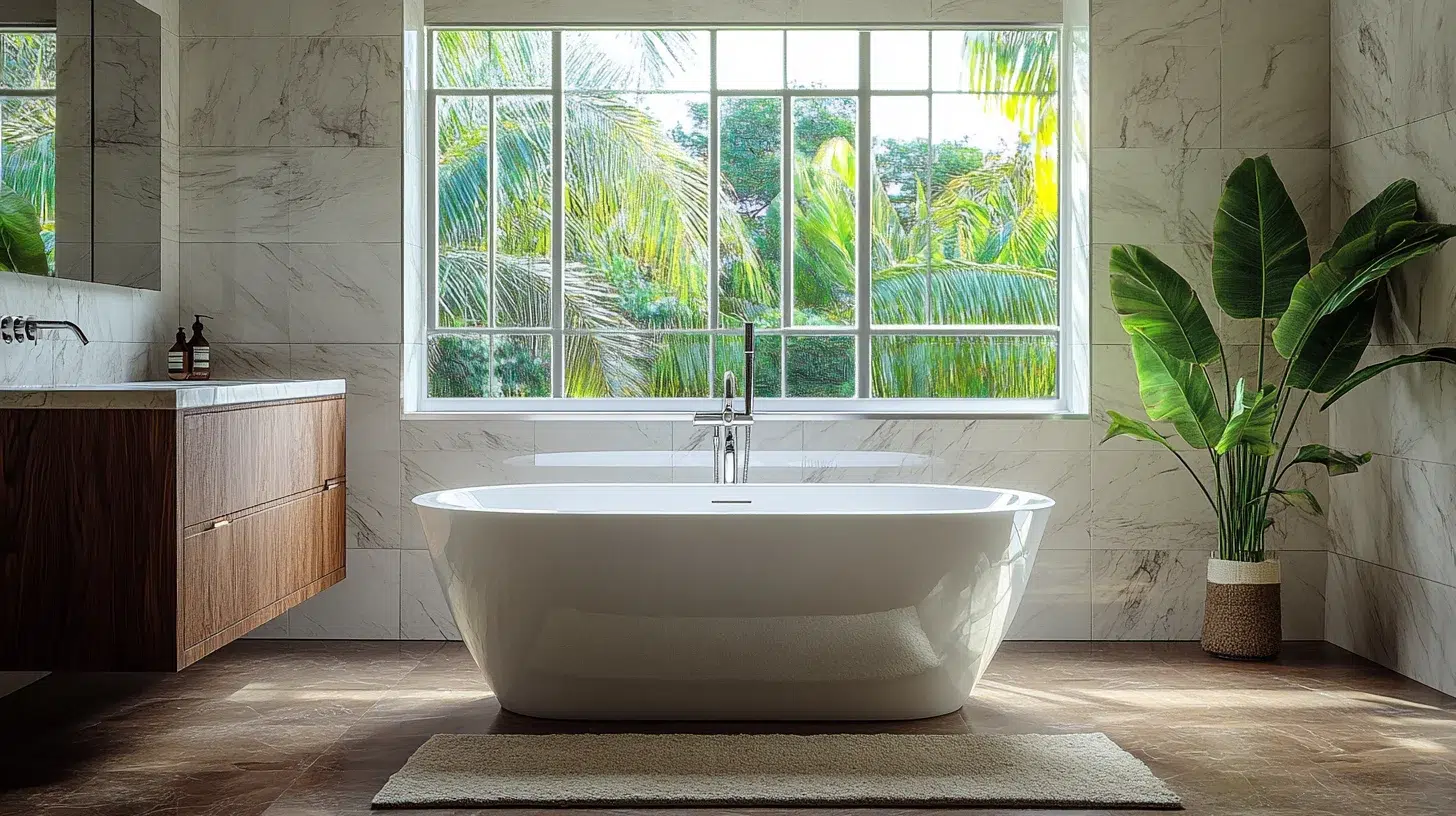 baignoire sous une fenêtre